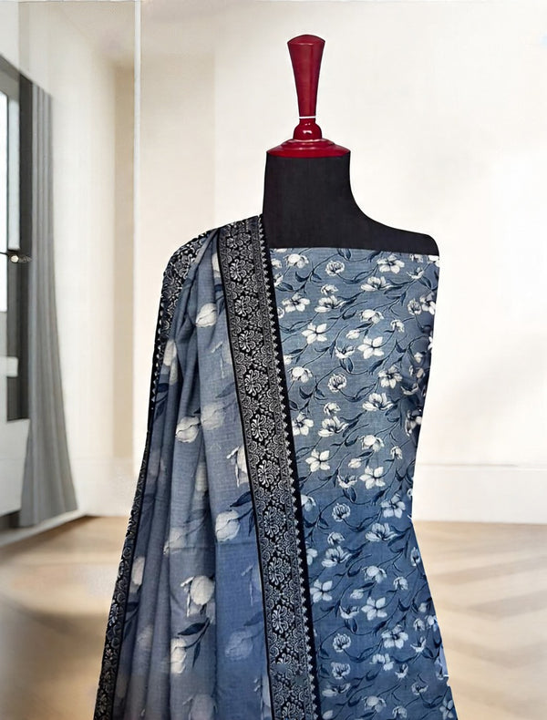 Blue Floral Printed 3-Piece Suit