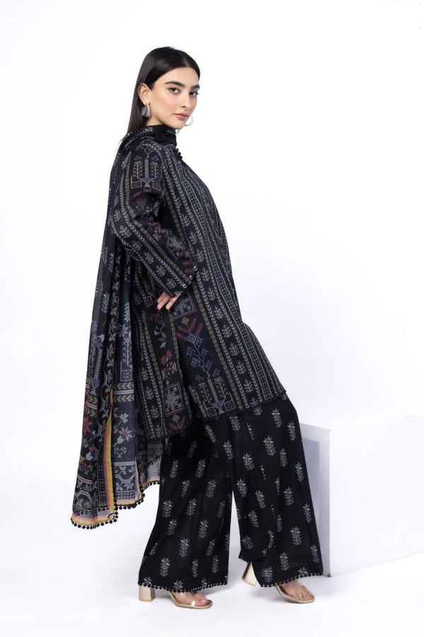 Black Embroidered Lawn 3-Piece Suit