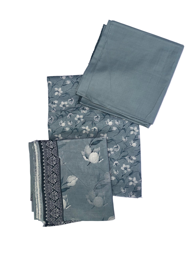 Slub Lawn Floral Printed 3-Piece Suit
