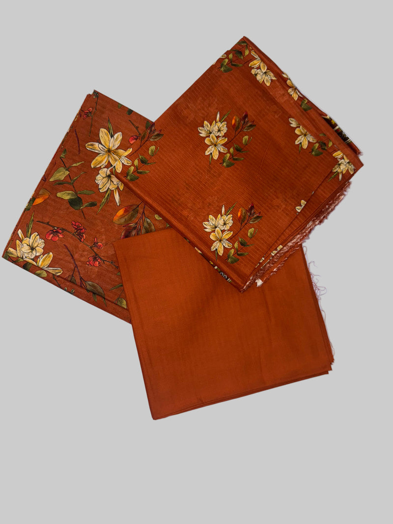 Slub Lawn Floral Printed 3-Piece Suit