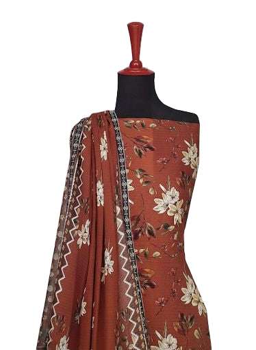 Slub Lawn Floral Printed 3-Piece Suit