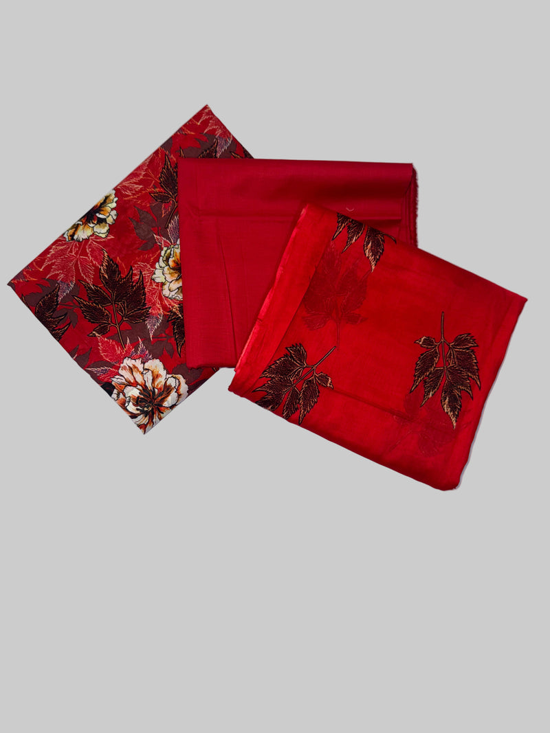 Slub Lawn Floral Printed 3-Piece Suit