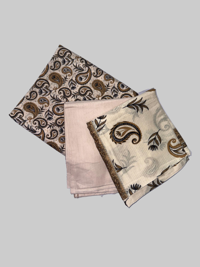 Slub Lawn Floral Printed 3-Piece Suit